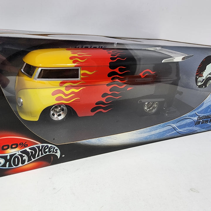 Customized VW Drag Bus * Black w/ Flames * 100% Hot Wheels 1/18