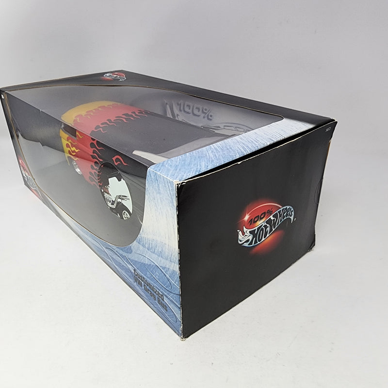 Customized VW Drag Bus * Black w/ Flames * 100% Hot Wheels 1/18 Scale
