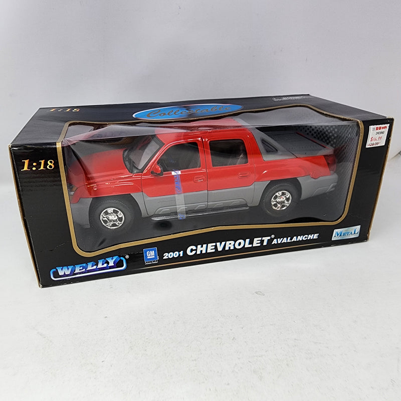 2001 Chevrolet Avalanche * RED * Welly Collectibles 1/18 Scale