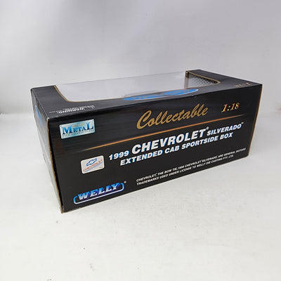 1999 Chevrolet Silverado Extended Cab Sportside Box * Welly Collectibles 1/18 Scale