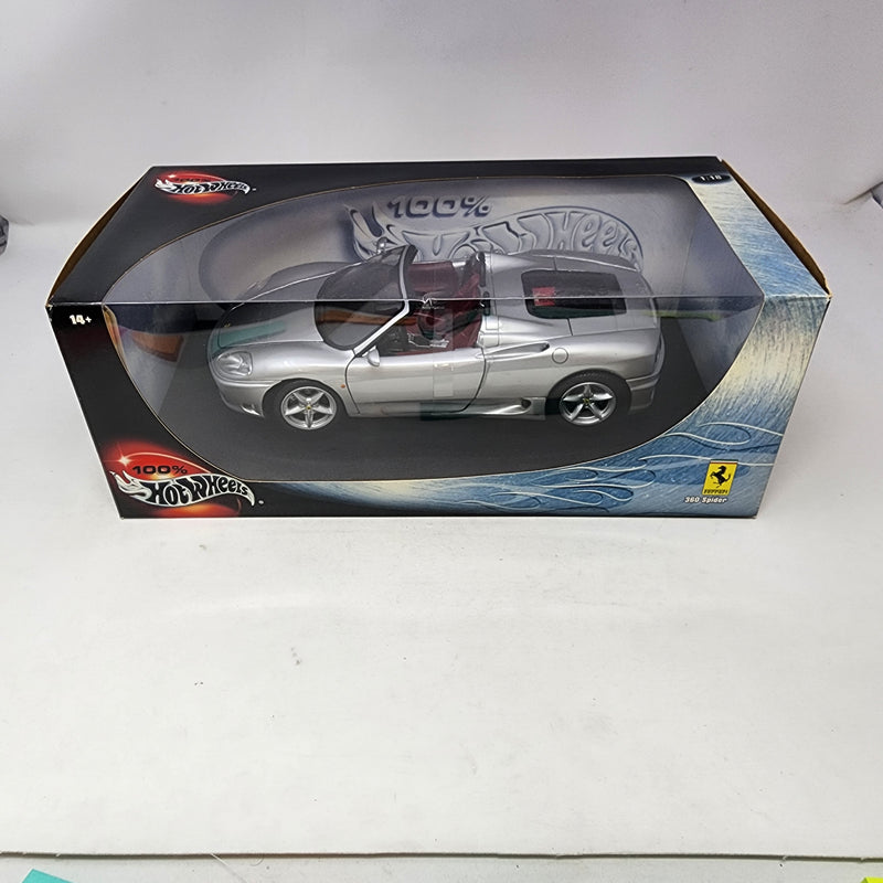 Ferrari 360 Spider * Silver * 100% Hot Wheels 1/18 Scale