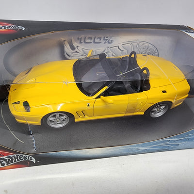 Ferrari 550 Barchetta Pinninfarina * Yellow * 100% Hot Wheels 1/18 Scale