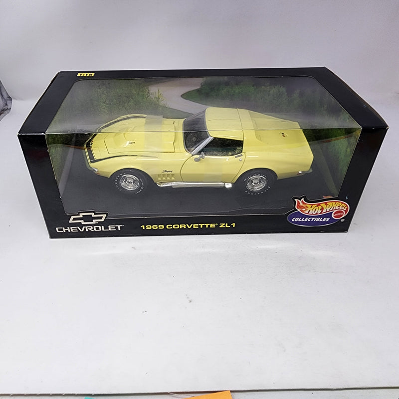 1969 Chevrolet Corvette ZL1 * YELLOW * Hot Wheels Collectibles 1/18 Scale