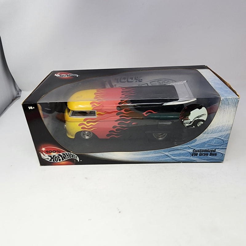 Customized VW Drag Bus * Black w/ Flames * 100% Hot Wheels 1/18 Scale