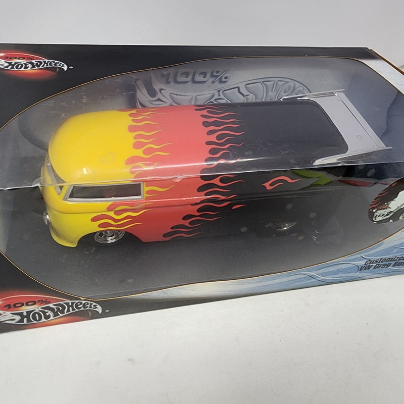 Customized VW Drag Bus * Black w/ Flames * 100% Hot Wheels 1/18 Scale