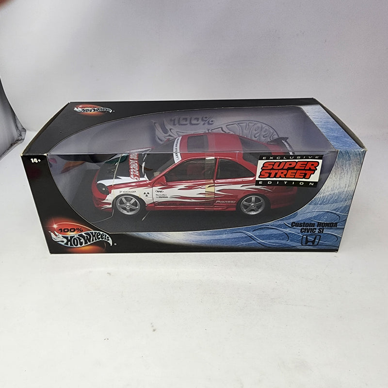 Custom Honda Civic Si Super Street Edition * Red * 100% Hot Wheels 1/18 Scale