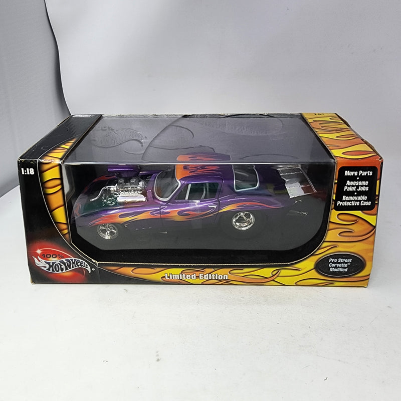 Pro Street Chevy Corvette Modified * Purple w/ Flames * 100% Hot Wheels 1/18 Scale