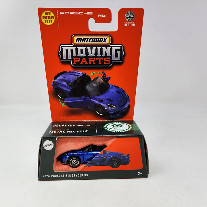 2024 Porsche 718 Spyder RS* Blue * 2025 Matchbox Moving Parts Case