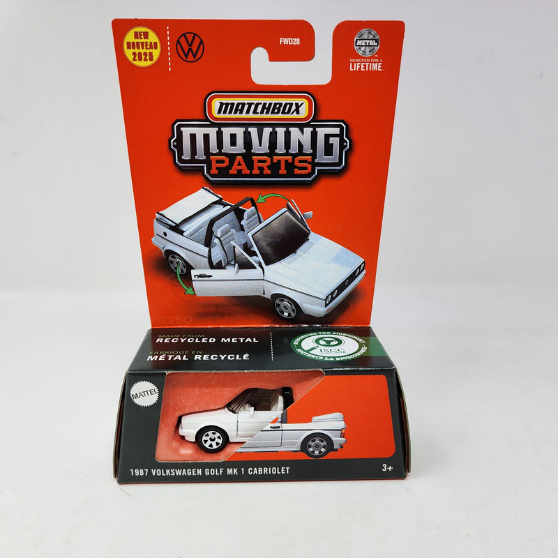 1987 Volkswagen Golf MK 1 Cabriolet * White * 2025 Matchbox Moving Parts Case E