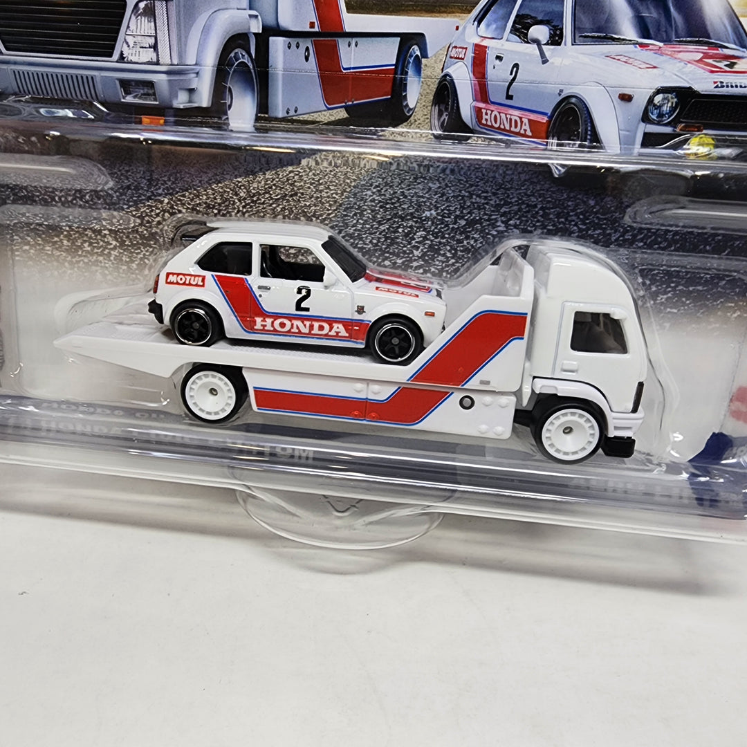 HW 激レア！　チャリティー1000台限定　フライングカスタム　ホワイト！ 73 Honda Civic Custom & Aero Lift * 2025 Hot Wheels Team Transport