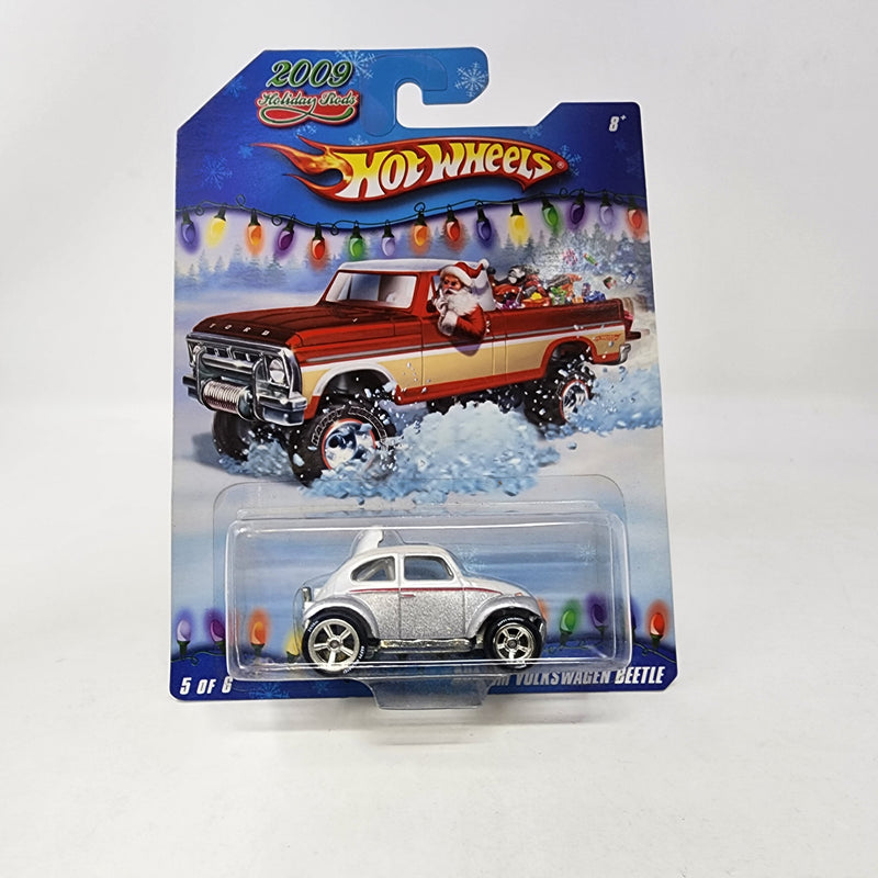 Custom Volkswagen Beetle * White/Silver * Hot Wheels Holiday Rods 2009