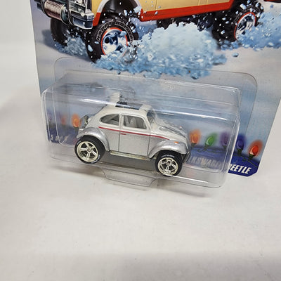 Custom Volkswagen Beetle * White/Silver * Hot Wheels Holiday Rods 2009