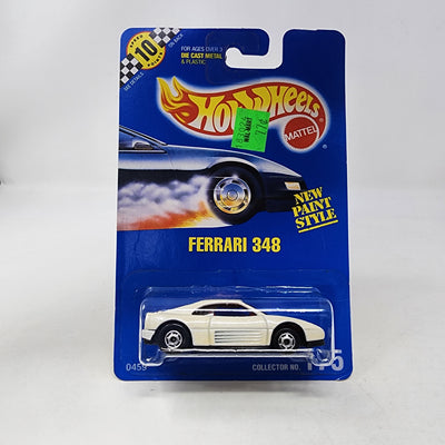 Ferrari 348 #175* White w/ HO Rims * Hot Wheels Blue Card