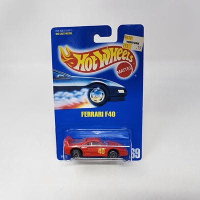 Ferrari F40 #69 * Red w/ Silver UH Rims * Hot Wheels Blue Card
