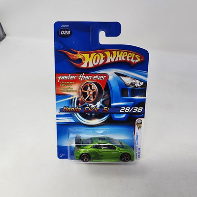Honda Civic Si #28 * Green w/ FTE Rims * Hot Wheels 2006