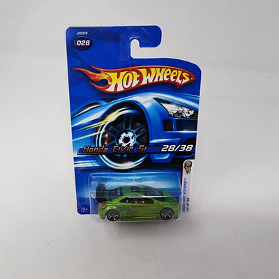Honda Civic Si #28 * Green w/ oh5 Rims * Hot Wheels 2006