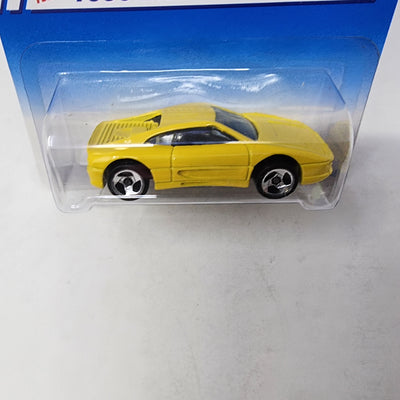 Ferrari 355 #350 * Yellow w/ 3sp Rims * Hot Wheels Blue Card
