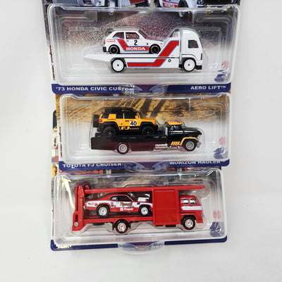 NEW! Complete 3 Car Set Case G * 2025 Hot Wheels Team Transport FJ Crusier, Honda, Duster