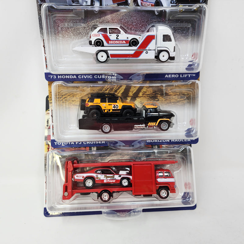 NEW! Complete 3 Car Set Case G * 2025 Hot Wheels Team Transport FJ Crusier, Honda, Duster