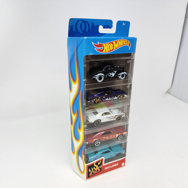 HW Flames * 5 Pack * Hot Wheels Gift Pack Camaro, Falcon, Charger