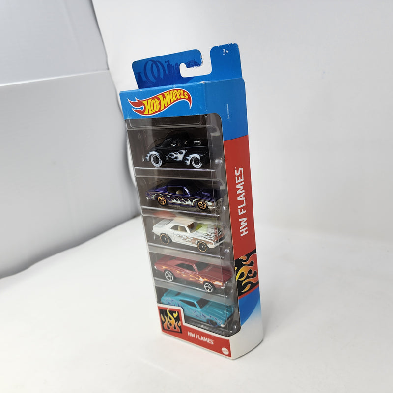 HW Flames * 5 Pack * Hot Wheels Gift Pack Camaro, Falcon, Charger