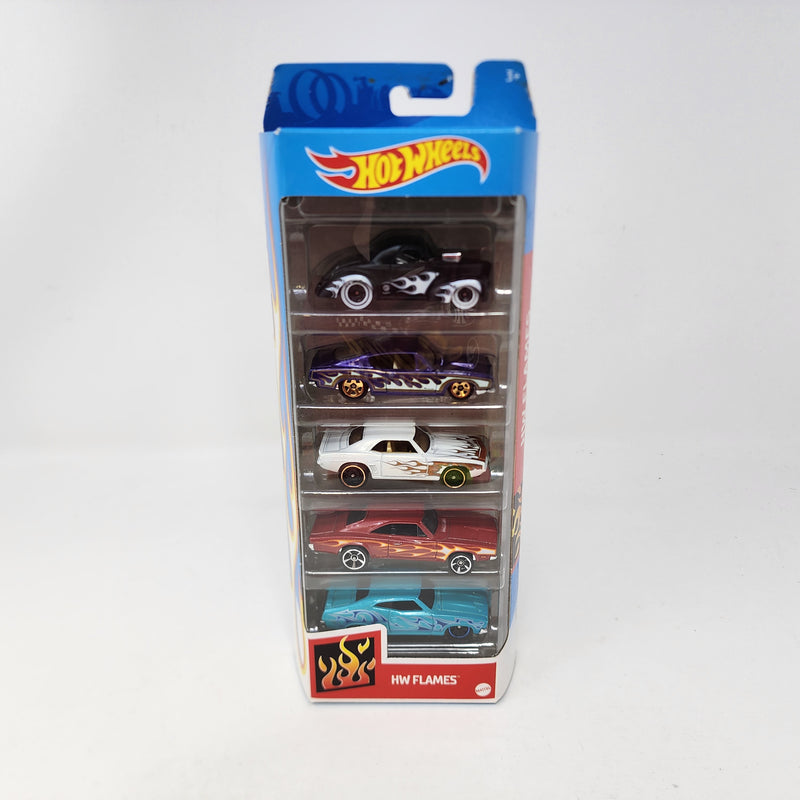 HW Flames * 5 Pack * Hot Wheels Gift Pack Camaro Charger Falcon