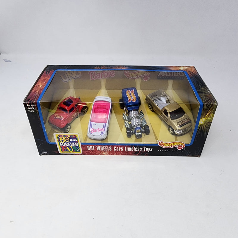 4 Car Set UNO, Barbie, He-Man * Hot Wheels 50 Years Forever Timeless Toys