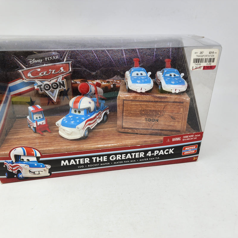 Mater The Greater 4-Pack * Disney Pixar CARS TOON New Sealed in Box