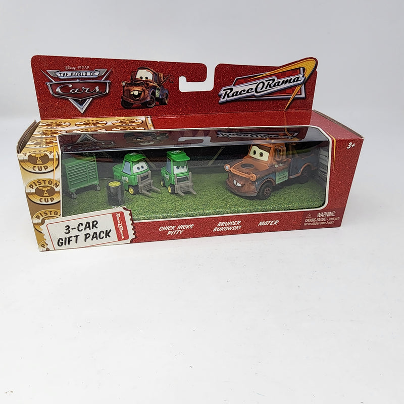 3-Car Gift Pack Race O Rama Mater & Hicks Pit Crew * Disney Pixar CARS New Sealed in Box