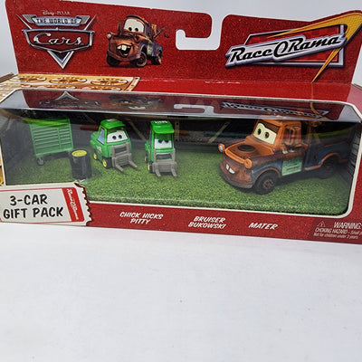 3-Car Gift Pack Race O Rama Mater & Hicks Pit Crew * Disney Pixar CARS New Sealed in Box