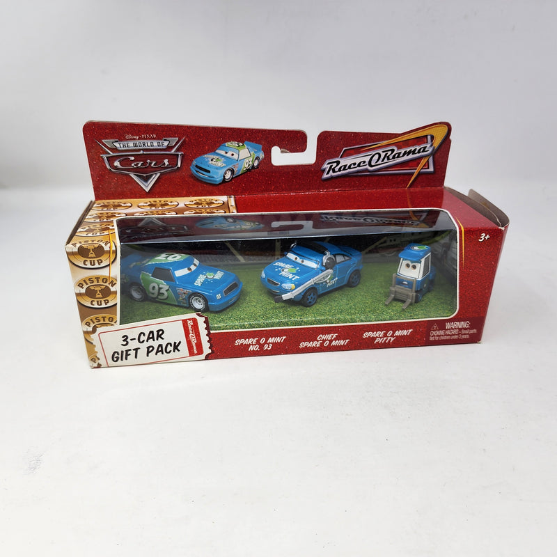 3-Car Gift Pack Race O Rama Spare O Mint & Pit Crew * Disney Pixar CARS