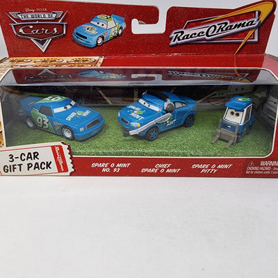 3-Car Gift Pack Race O Rama Spare O Mint & Pit Crew * Disney Pixar CARS