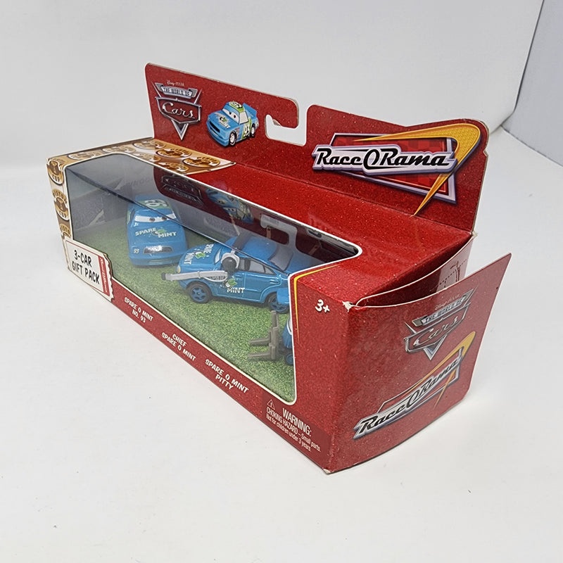 3-Car Gift Pack Race O Rama Spare O Mint & Pit Crew * Disney Pixar CARS