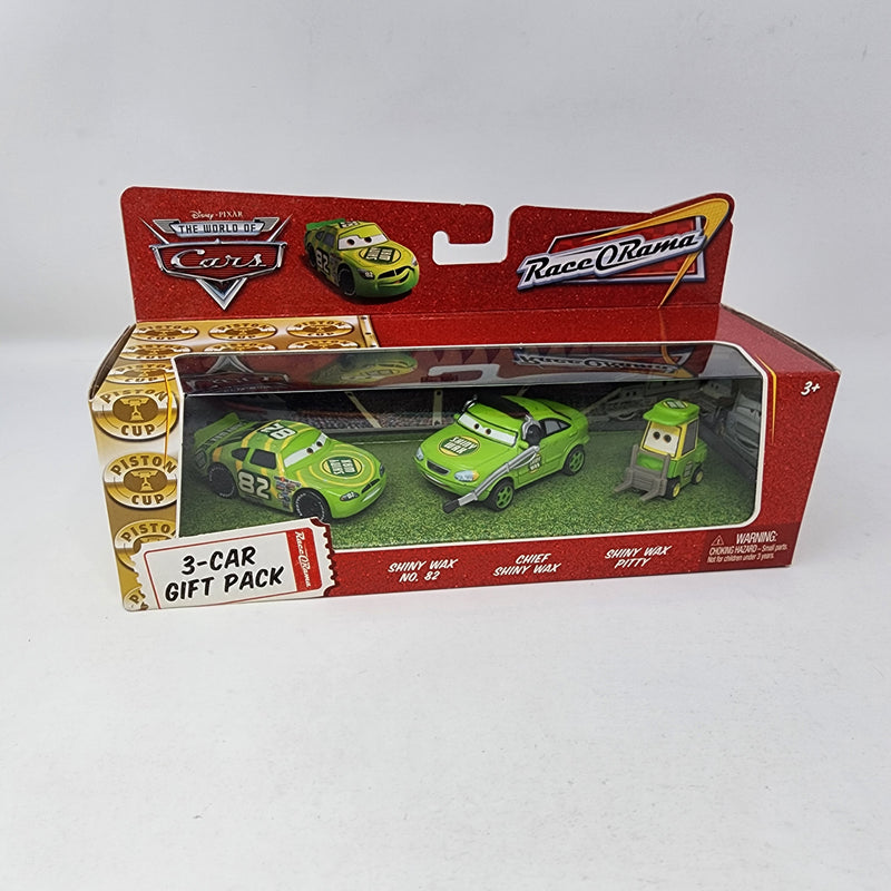 3-Car Gift Pack Race O Rama Shiny Wax & Pit Crew * Disney Pixar CARS New in Box