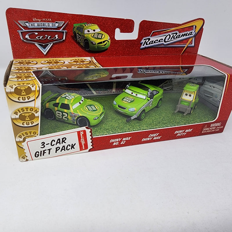 3-Car Gift Pack Race O Rama Shiny Wax & Pit Crew * Disney Pixar CARS New in Box