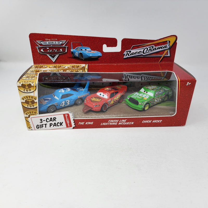 3-Car Gift Pack Race O Rama Finish Line McQueen, King & Chick * Disney Pixar CARS New in Box