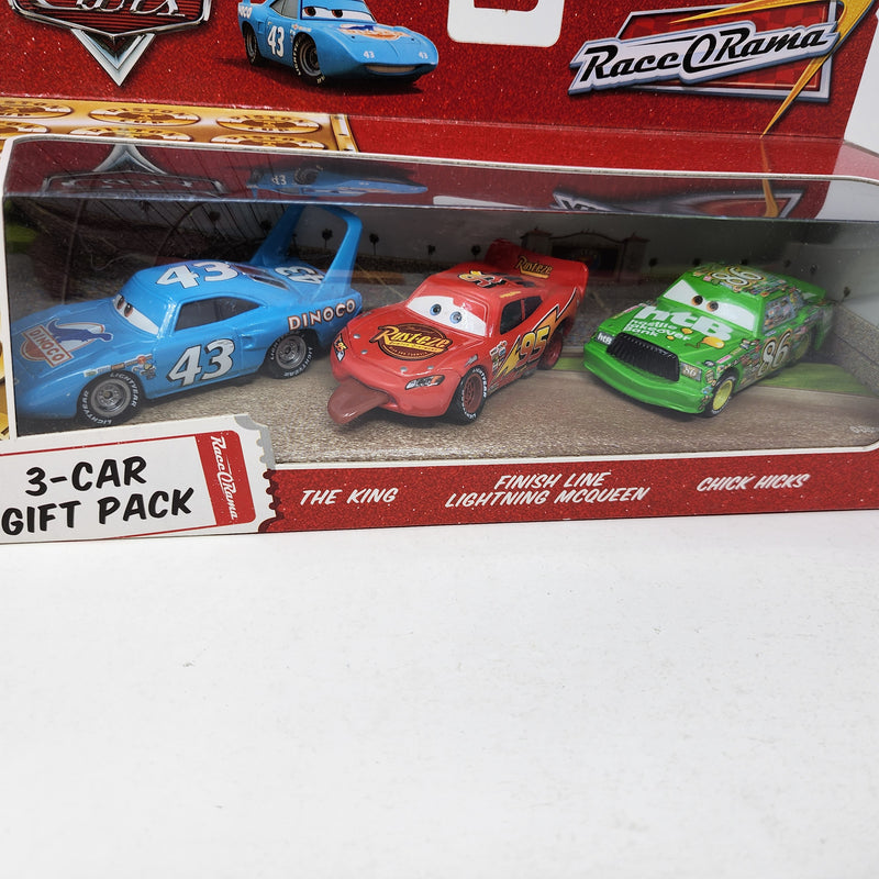 3-Car Gift Pack Race O Rama Finish Line McQueen, King & Chick * Disney Pixar CARS New in Box