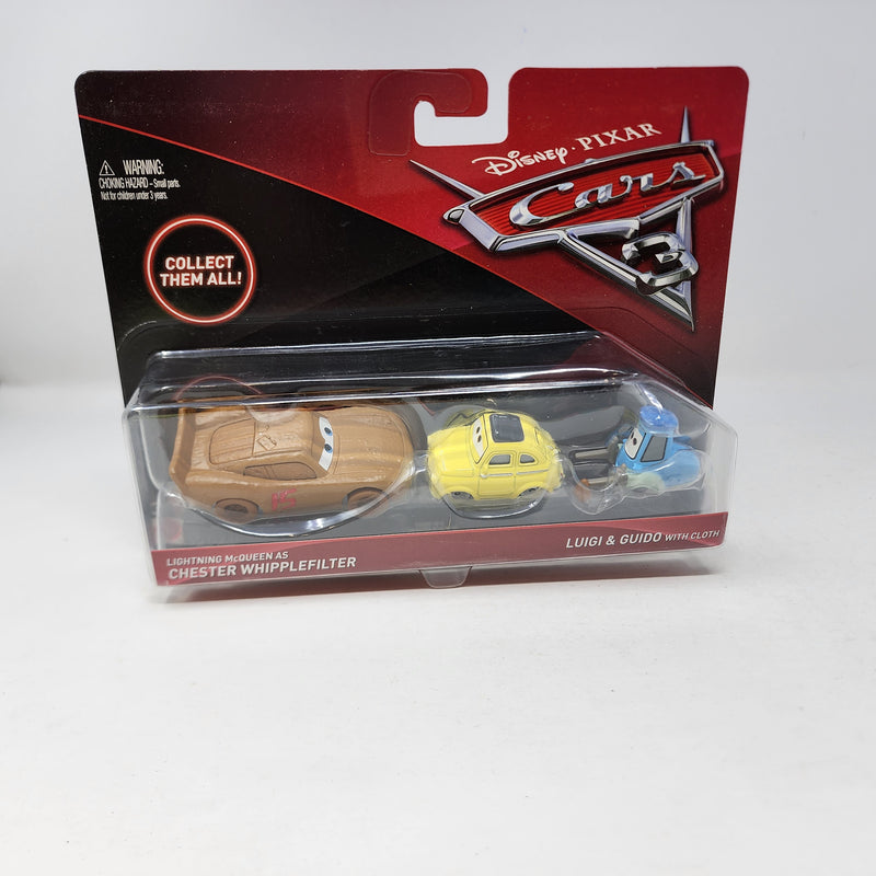 Lightning McQueen as Chester Whipplefilter & Luigi & Guido with cloth * Disney Pixar CARS 3