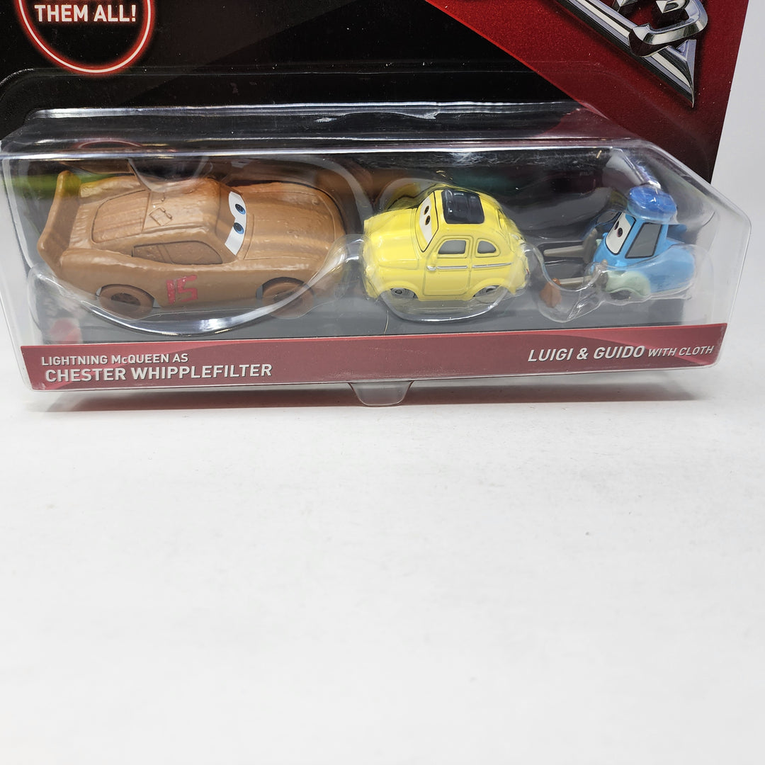 Lightning McQueen as Chester Whipplefilter & Luigi & Guido with