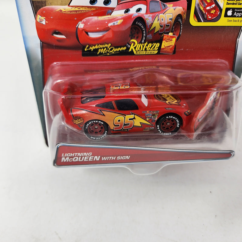 Lightning McQueen with Sign Rust-eze * Disney Pixar CARS