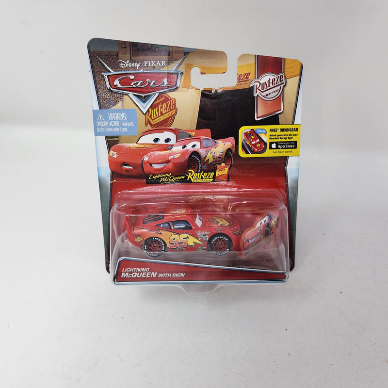 Lightning McQueen with Sign Rust-eze * Disney Pixar CARS