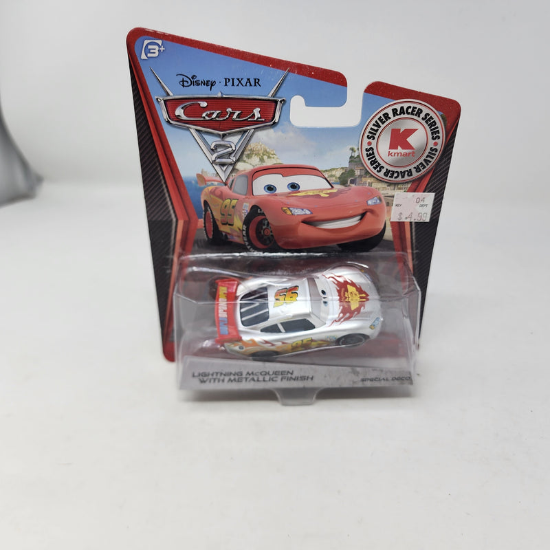 Lightning McQueen w/ Metallic Finish * Disney Pixar CARS 2 * Kmart Silver Racer