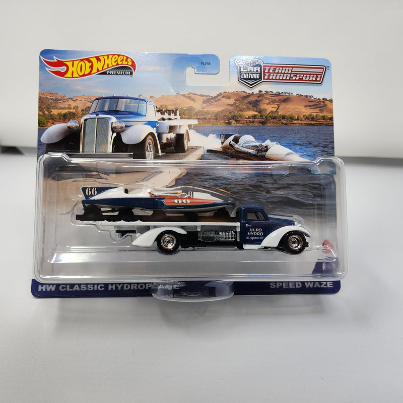 Classic Hydroplane & Speed Waze * 2022 Hot Wheels Team Transport Car Culture Case S