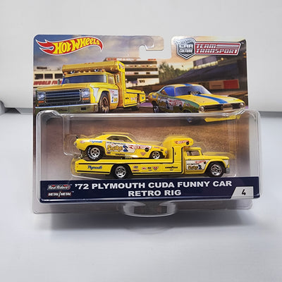 '72 Plymouth Cuda Funny car & Retro Rig * Hot Wheels Team Transport