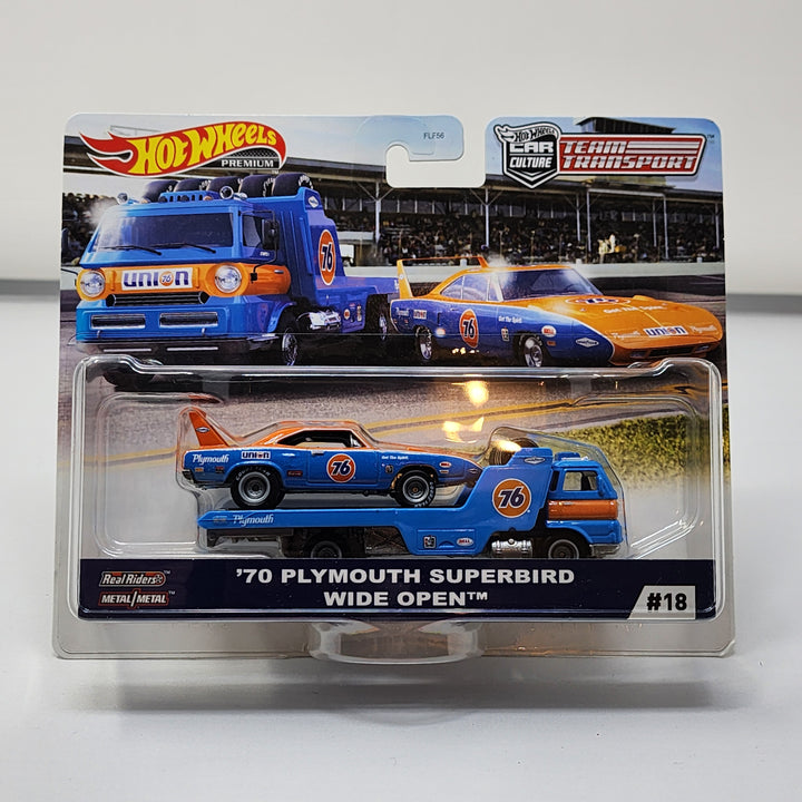70 Plymouth Superbird & Wide Open #18 * Hot Wheels Team Transport