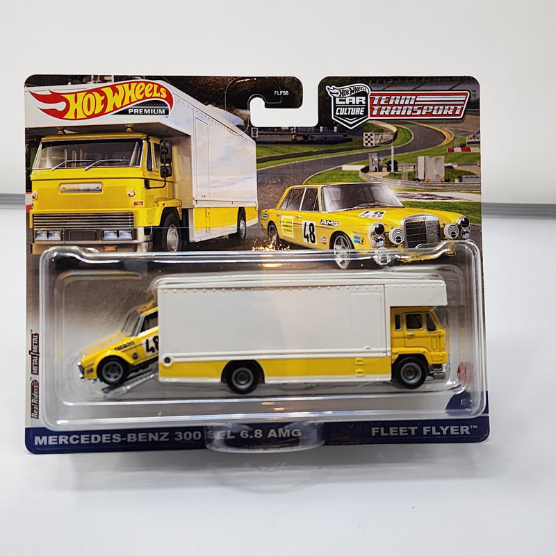 Mercedes-Benz 300 SEL AMG & Fleet Flyer * Hot Wheels Team Transport Car Culture