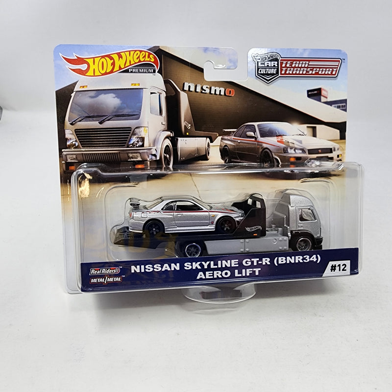 Nissan Skyline GT-R BNR34 & Aero Lift * Hot Wheels Team Transport Car Culture