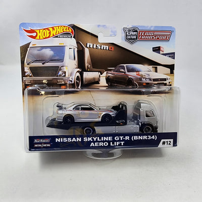Nissan Skyline GT-R BNR34 & Aero Lift * Hot Wheels Team Transport Car Culture