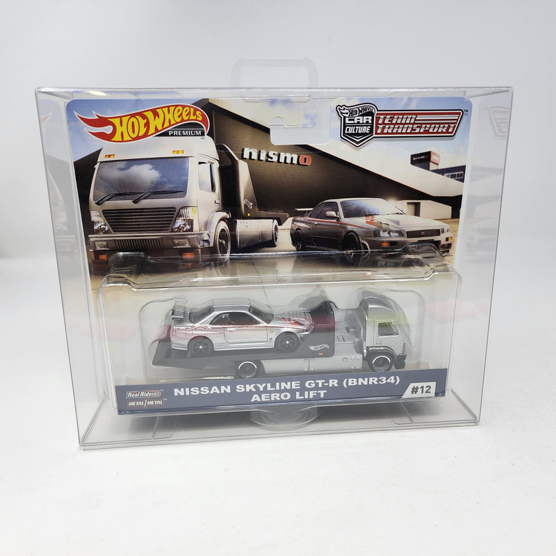 Nissan Skyline GT-R BNR34 & Aero Lift * Hot Wheels Team Transport Car Culture