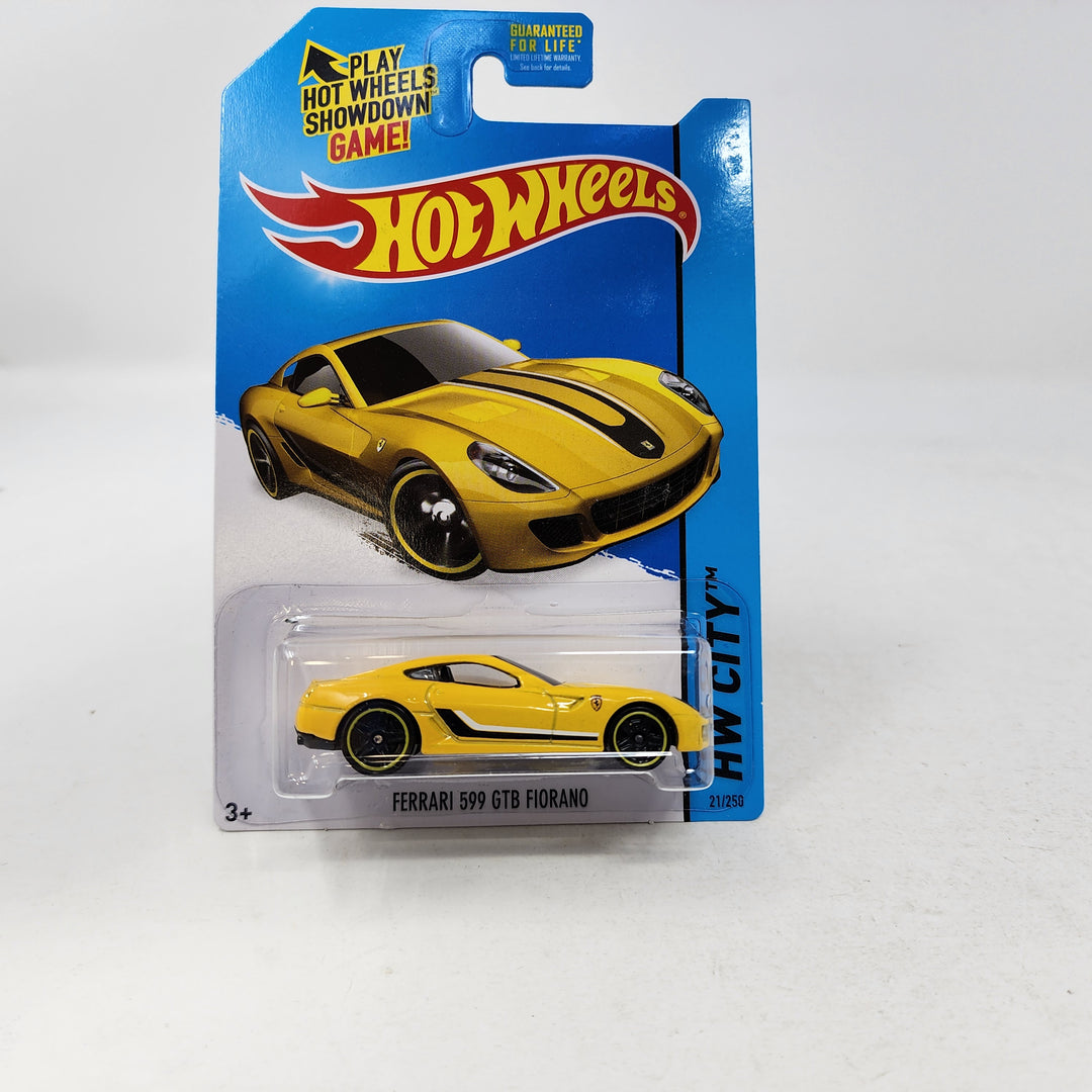 Ferrari 599 GTB Fiorano #21 * YELLOW * Hot Wheels 2015